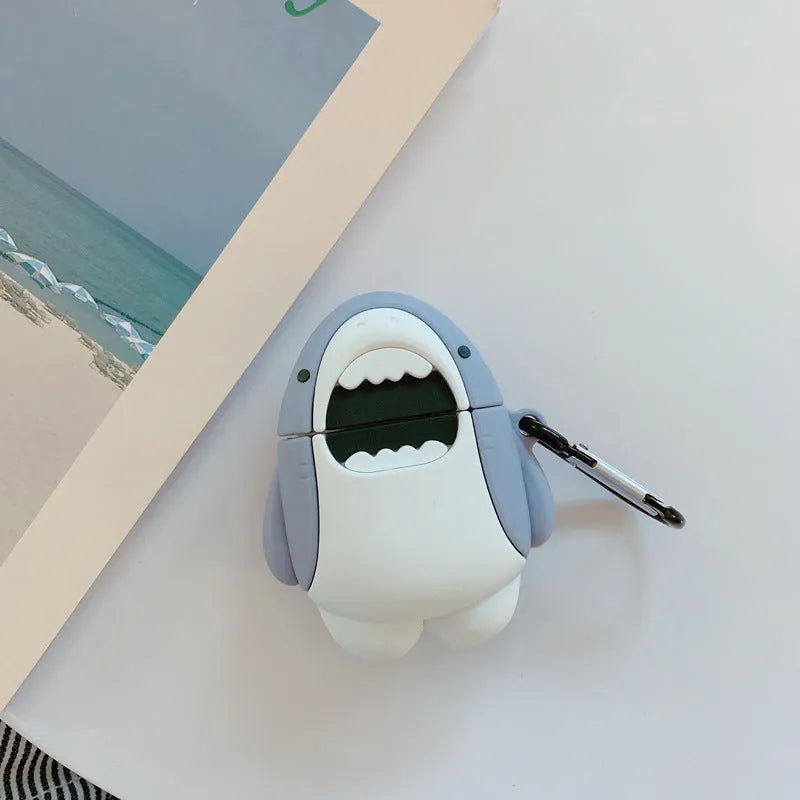 Shark design silicone protective cover for Apple AirPods 1 and 2 charging case