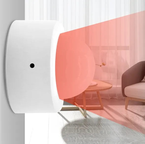 White wireless infrared body sensor with compact dimensions for home automation