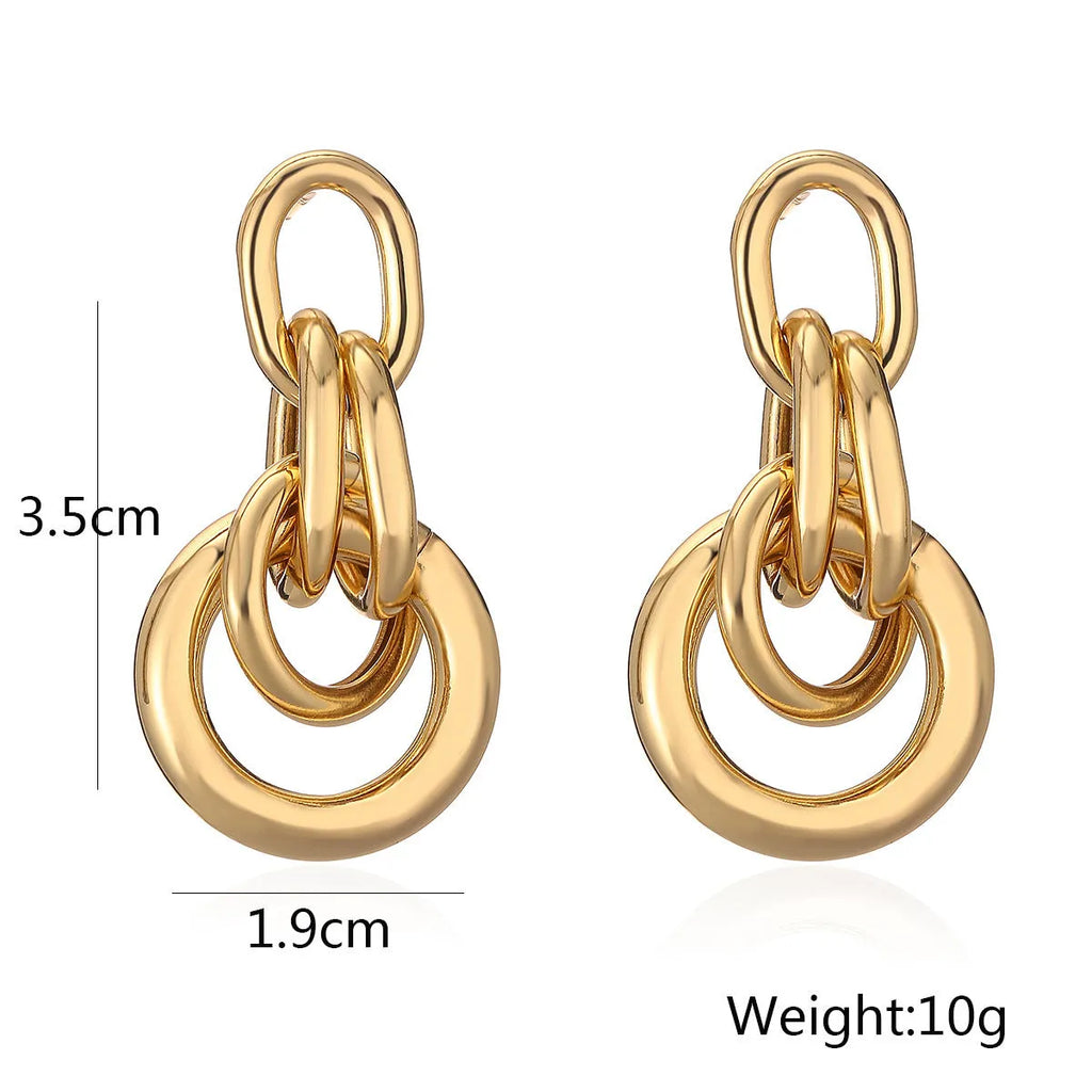 Gold geometric earrings for women with irregular copper shape and simple wild style