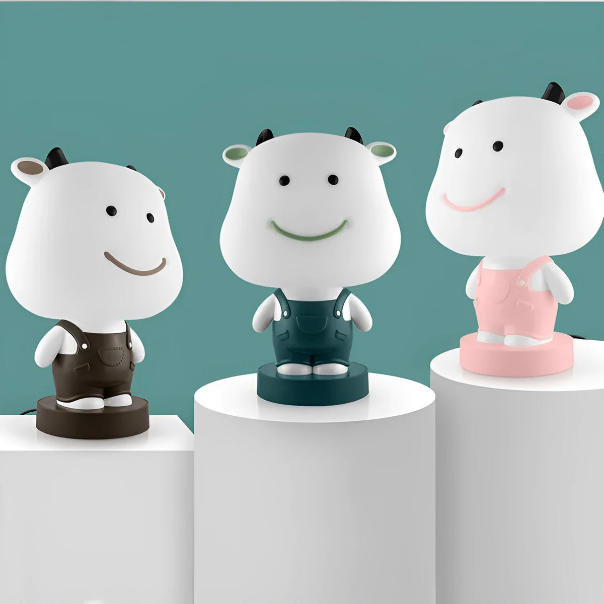 Cartoon animal table lamp with plastic shade and LED light in random animal design