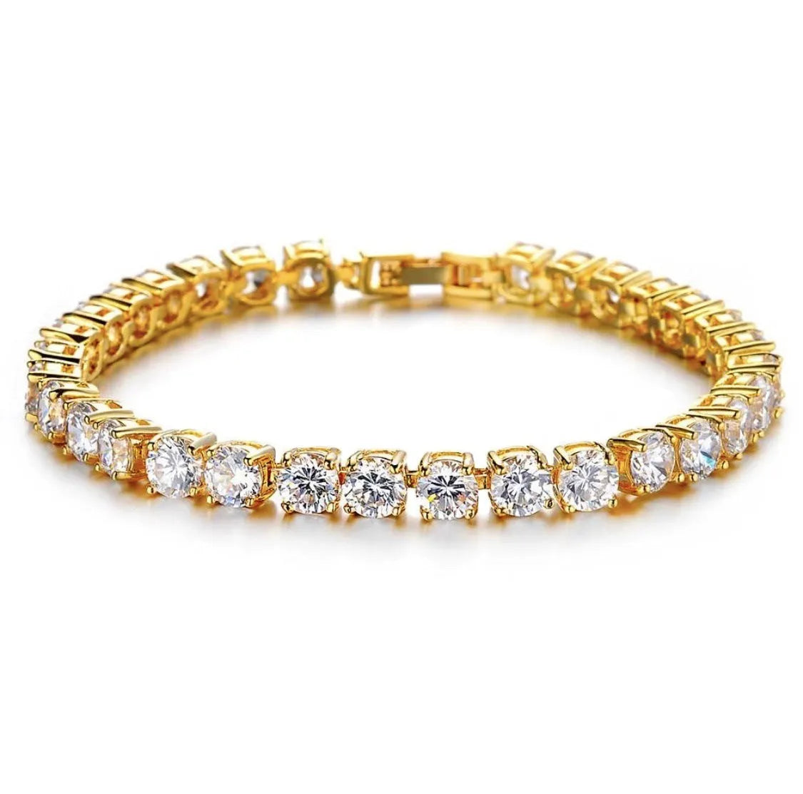 Men's single row rhinestone hip hop bracelet with tennis charm on geometric chain