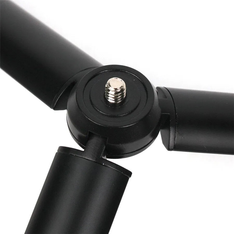 Black aluminium alloy mobile phone tripod compatible with Apple iPhones for photography