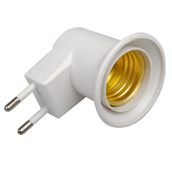 White E27 screw lamp holder adapter with switch for wall socket installation