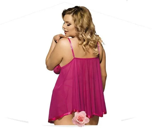 Women's purple mesh lace sleepdress with seamless construction on mannequin