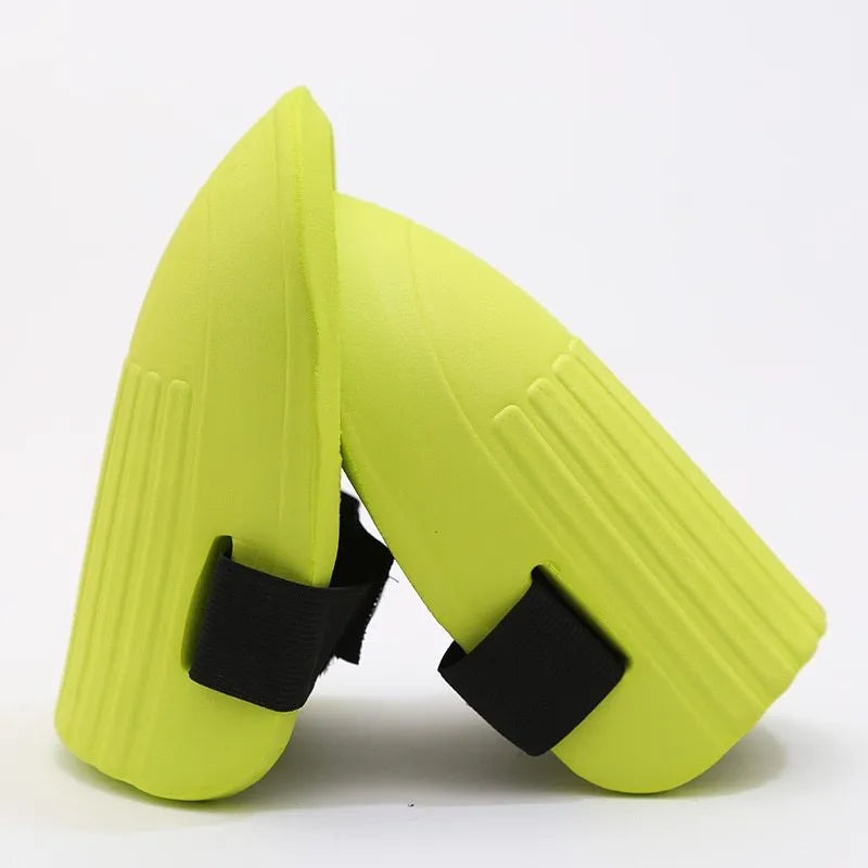 A pair of black and army green EVA foam knee pads for gardening protection.