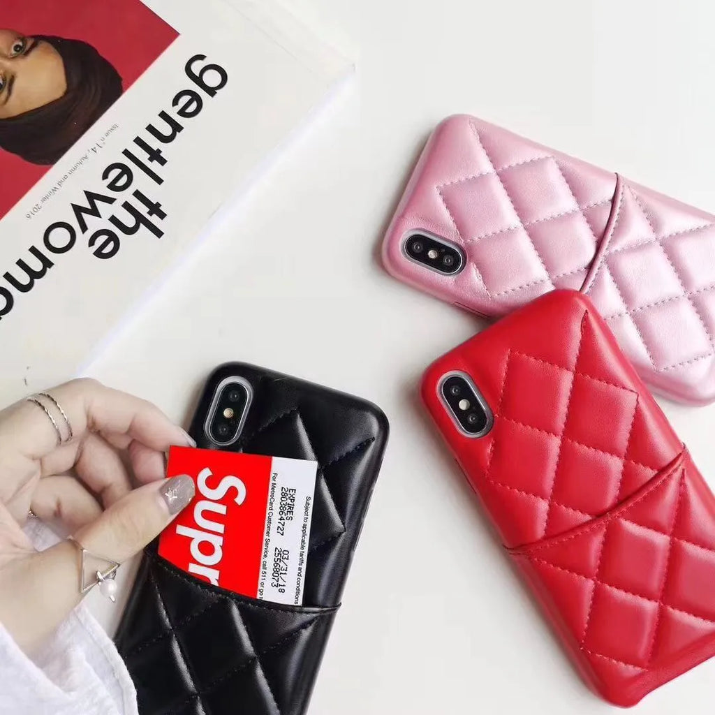 Black leather iPhone case compatible with iPhone XS Max and older models
