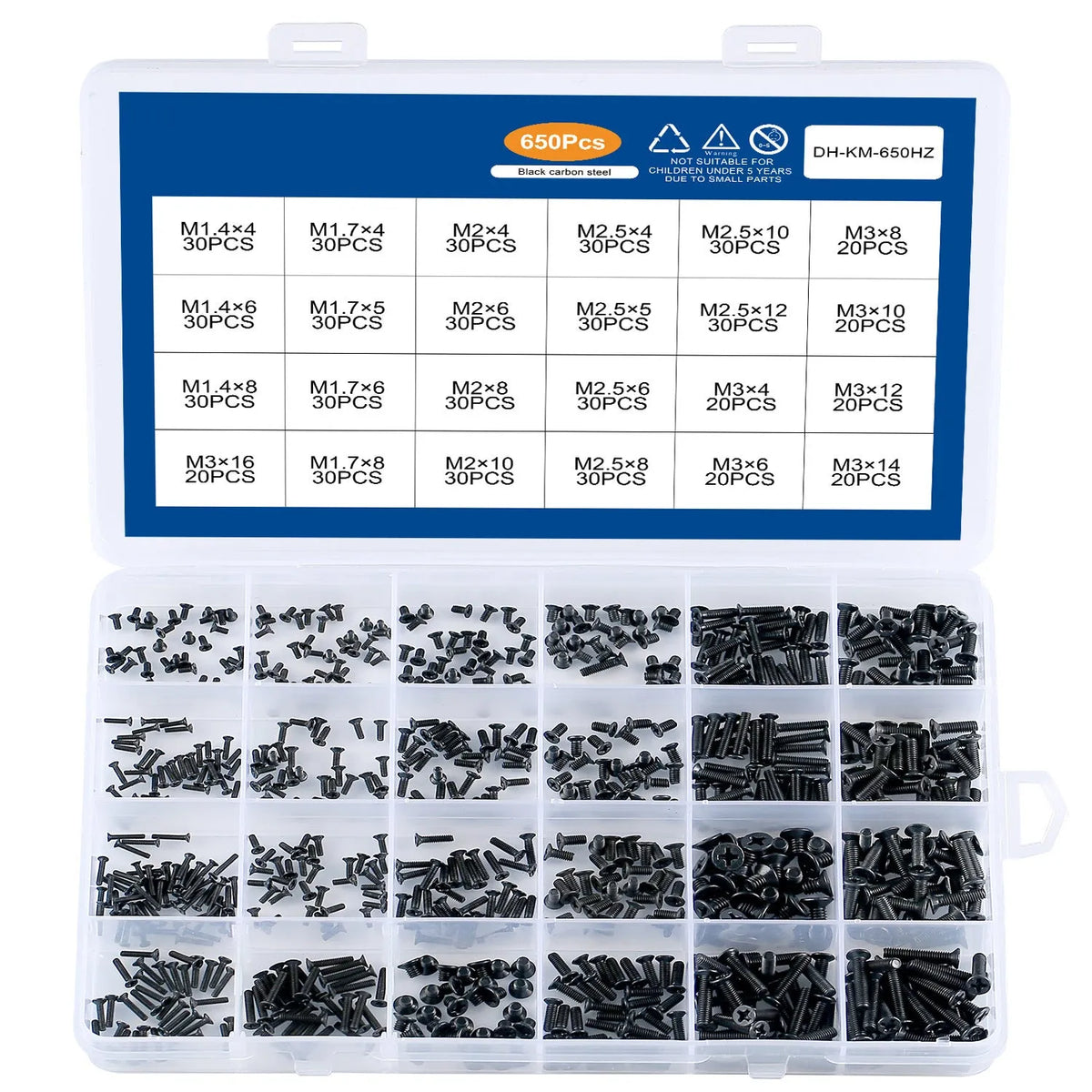 Black flat head laptop repair screws M1.4x16mm in bulk quantities for computer case assembly