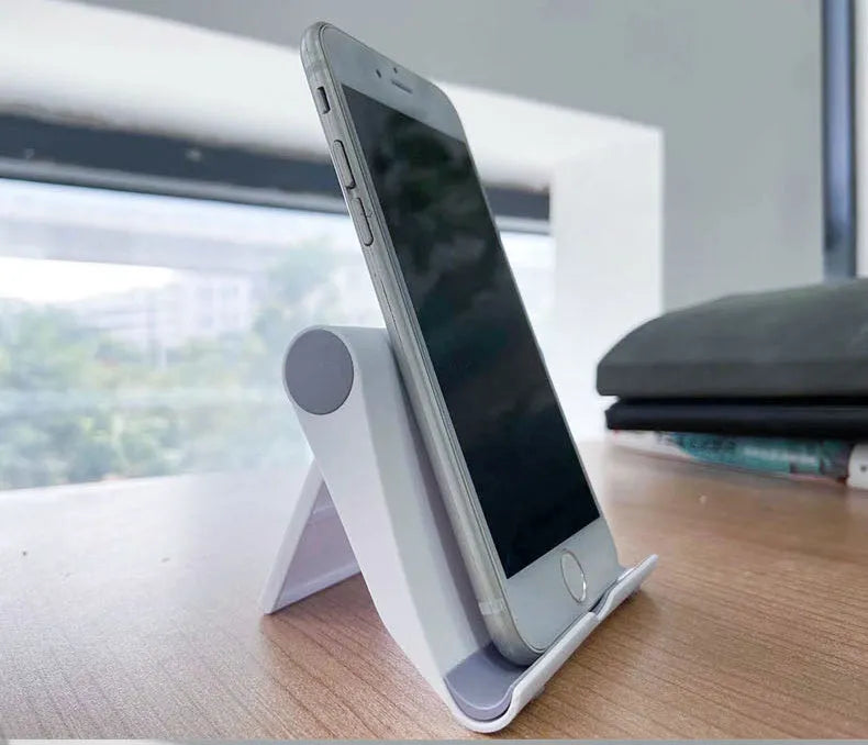 PE folding mobile phone stand with multi-angle adjustment in various colours