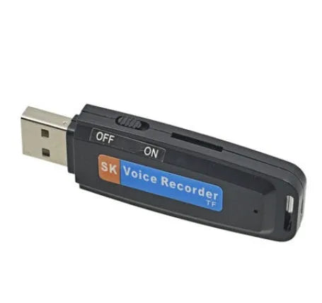 Black and white SK-001 creative USB flash drive showing compact size