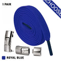 Set of press lock elastic shoelaces in 8mm widened flat shape on a white background.
