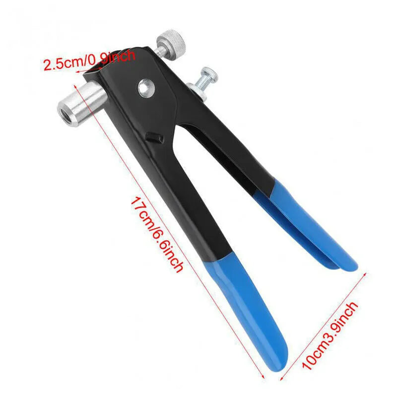 Alloy steel manual riveter nut tool with colour-coded mandrels and nuts from the 86PC or 106PC set.