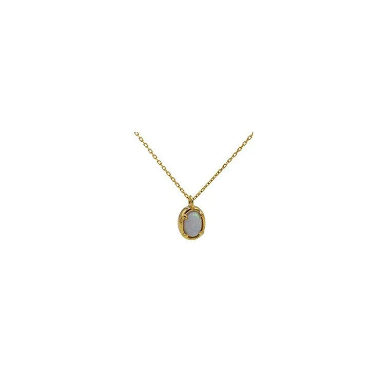 Geometric jelly opal pendant necklace on a chain, available in gold or white gold plating.