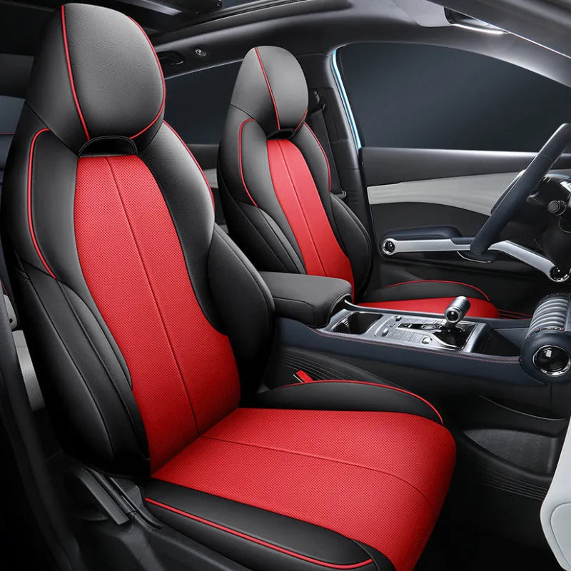 BYD Yuan PLUS car seat cushion cover in green, shown fitted to a car seat.
