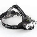 Black LED headlamp with long-range beam capability up to 500 metres and waterproof casing