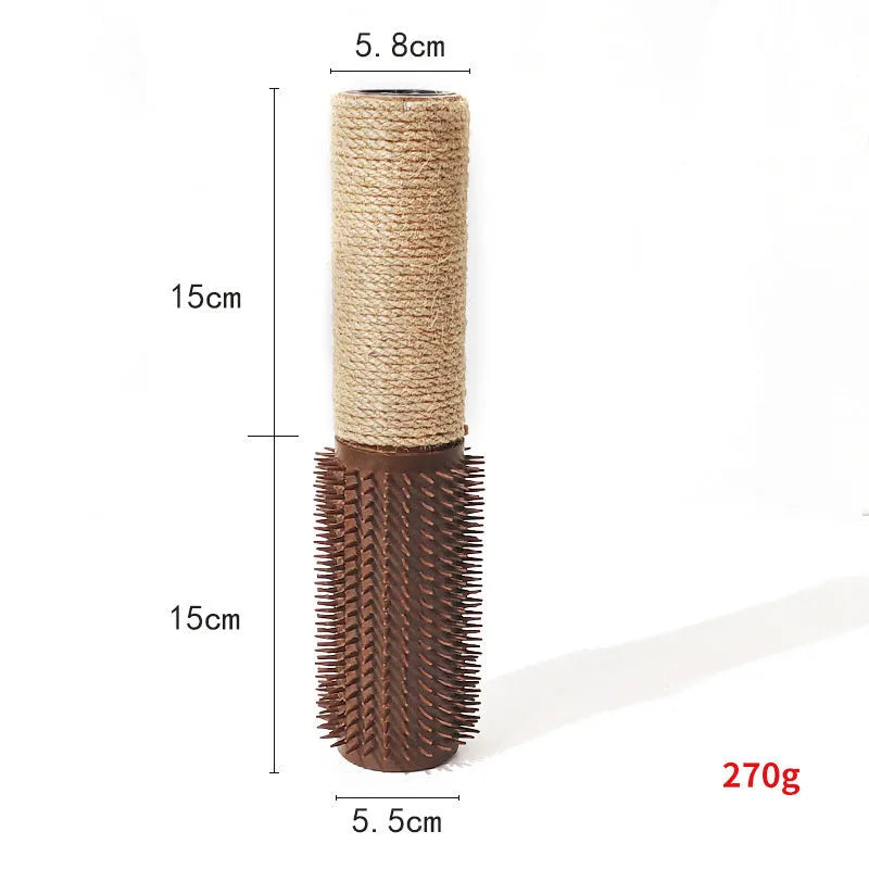 Brown sisal cat scratching post measuring 30cm tall with 5.8cm square base