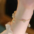 Chinese style bamboo leaf glass bracelet for women with manual craftsmanship