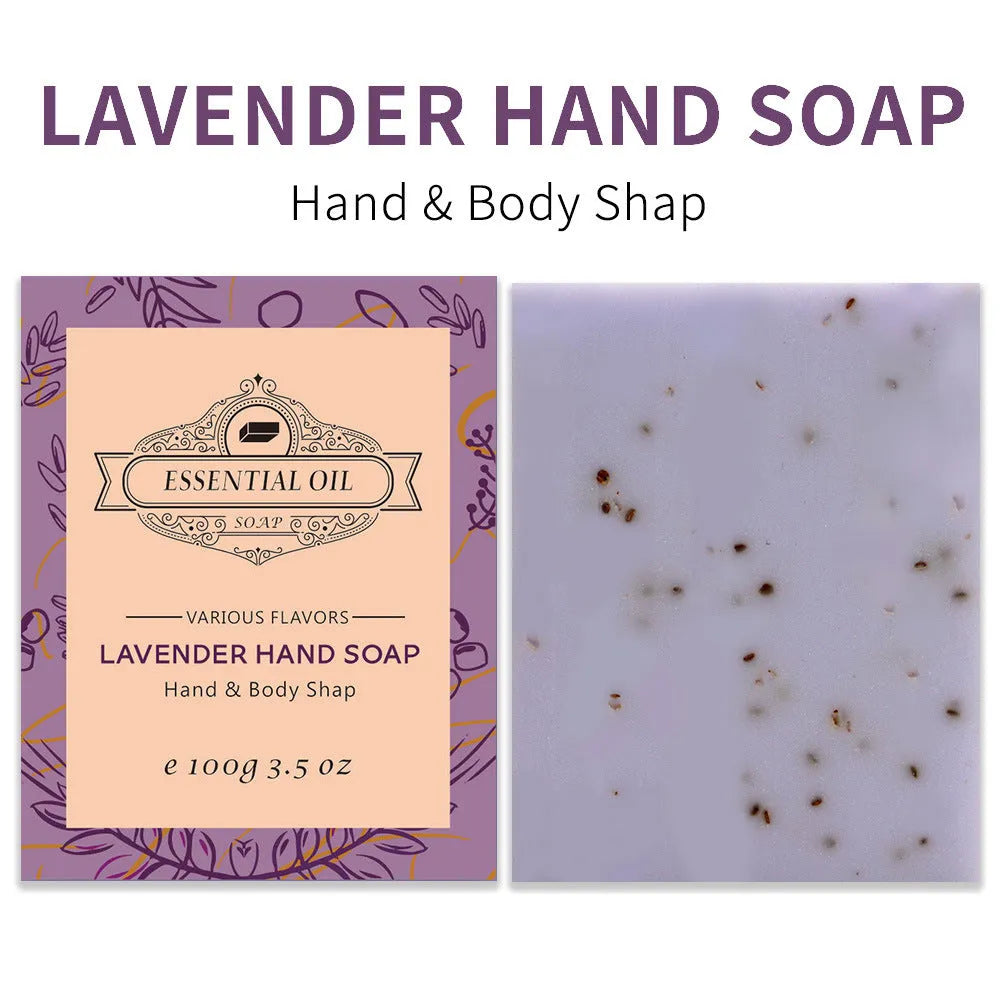 Handmade plant essential oil soap bar with frosted surface, 100g weight for body and hand washing