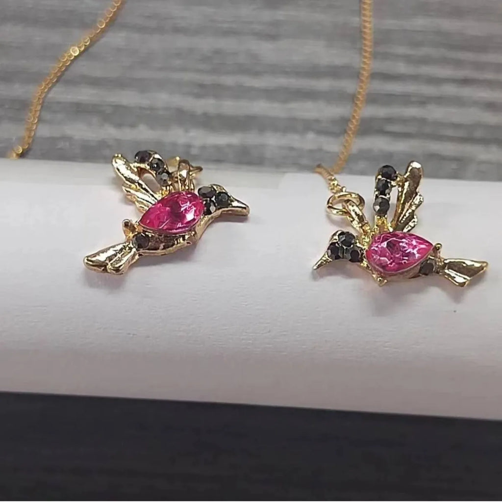 Long style bird hanging earrings with mixed zirconium wings in alloy electroplated construction