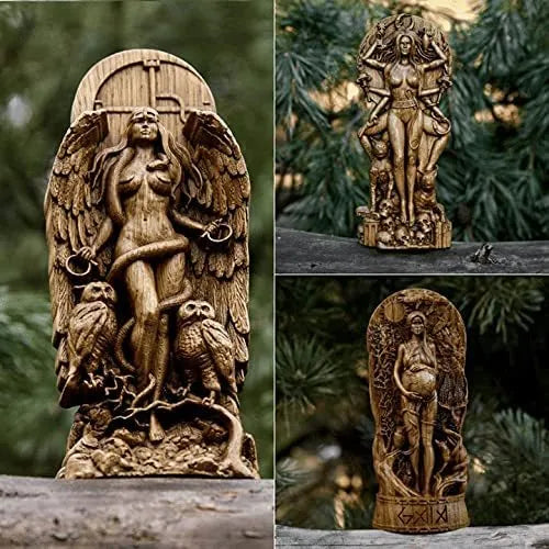 Resin Greek goddess statue sculpture measuring 22cm tall for pagan altar or garden decoration