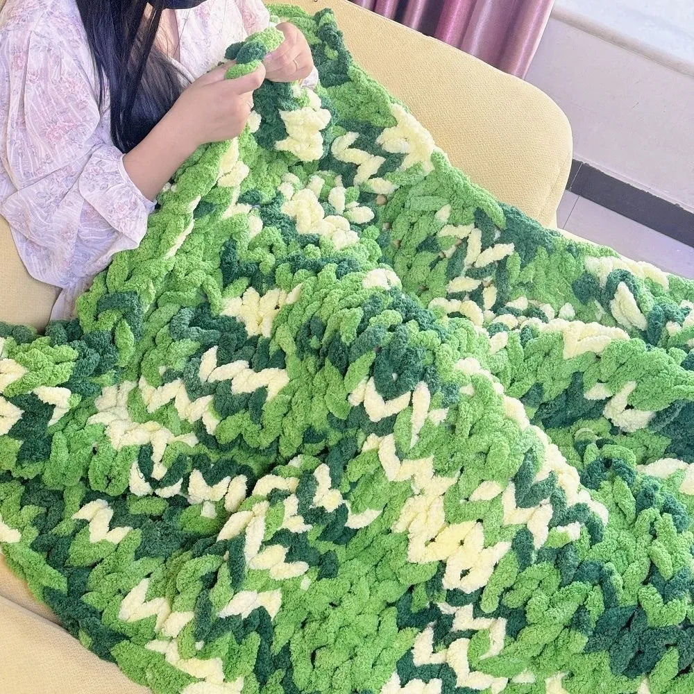Coarse yarn chenille knitted braided gravity blanket in modern simple style shown in panda colour