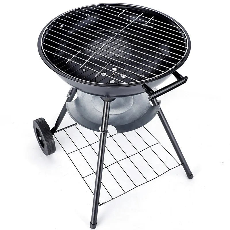 Portable 14-inch iron barbecue grill with minimalist apple stove design
