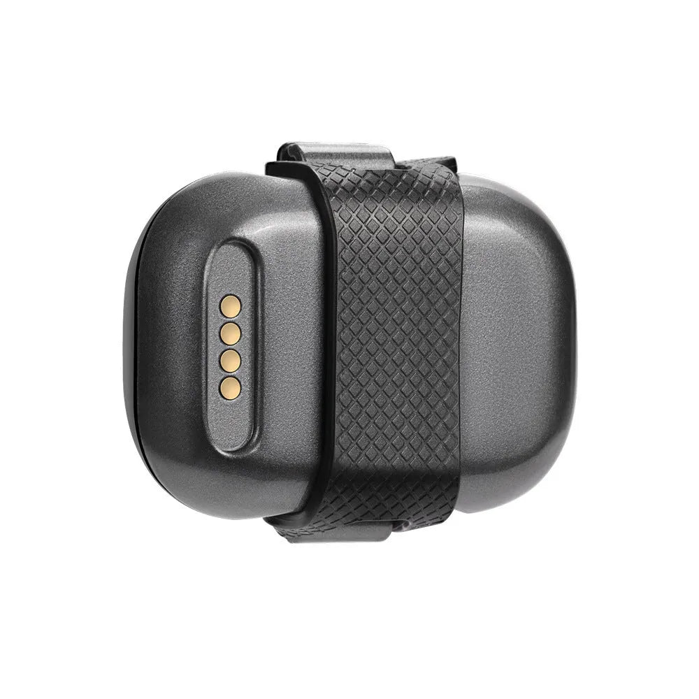 Black GPS pet locator with hanging rope attachment for dog or cat collar tracking