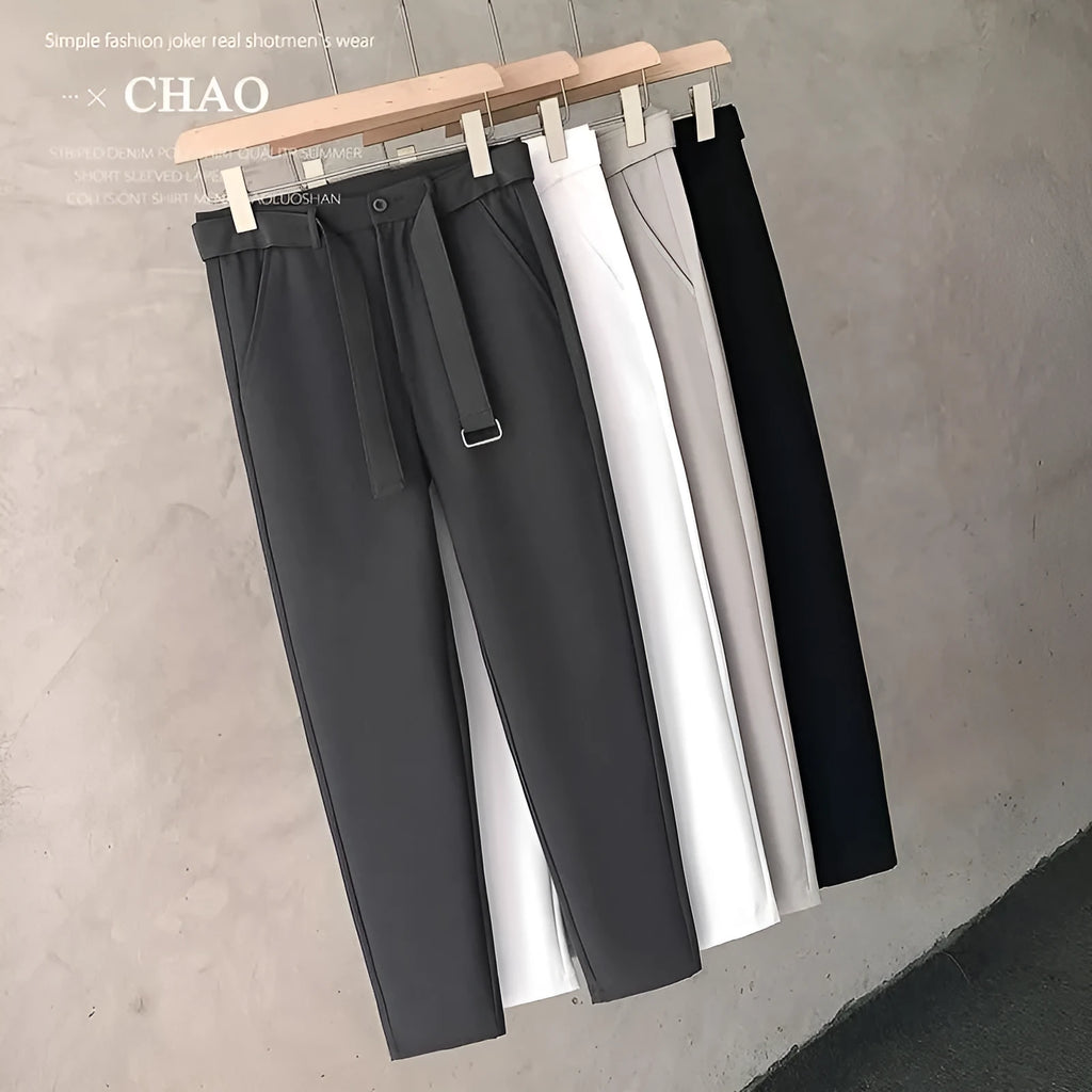 Boys slim straight wool trousers in tapered business casual street fashion style