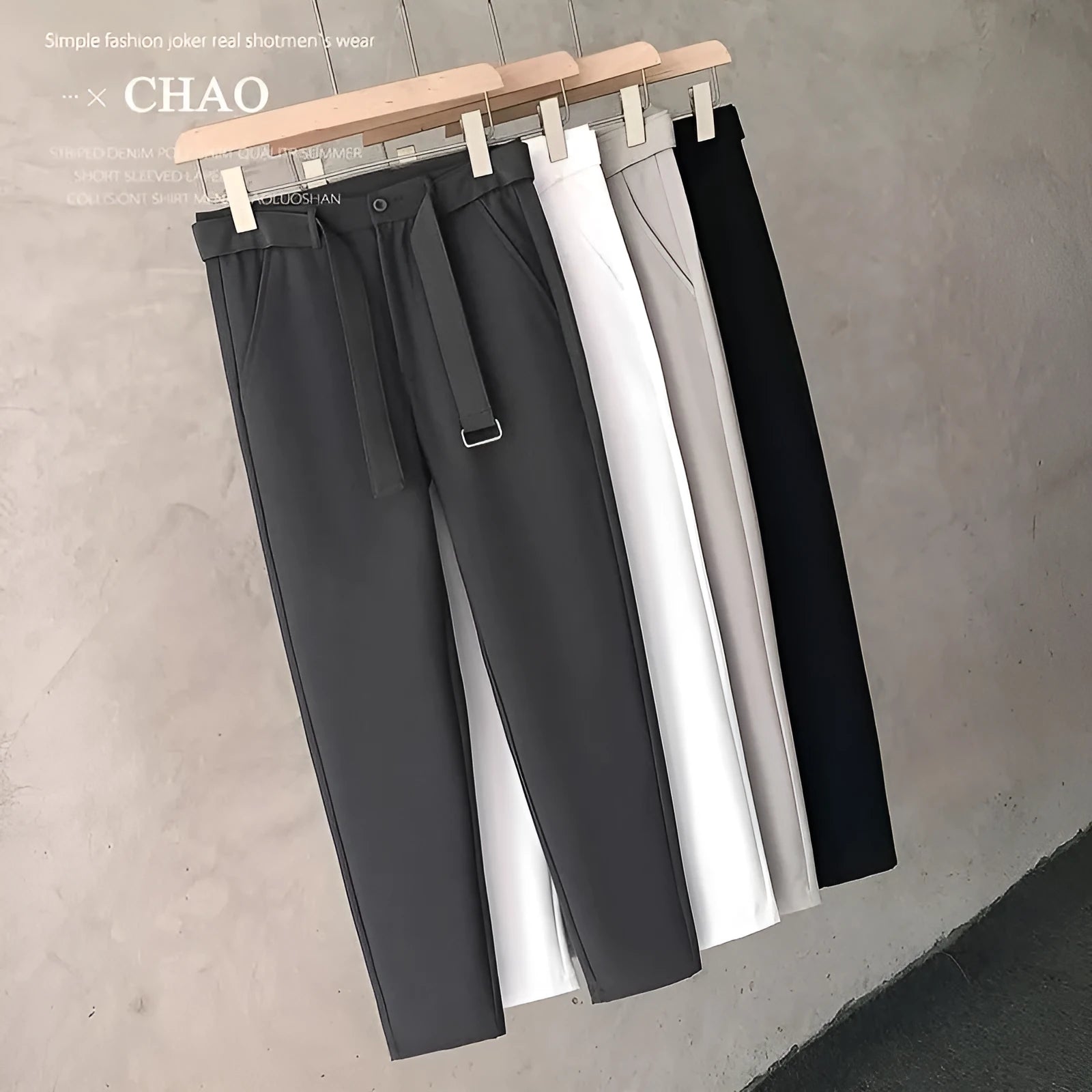 Boys slim straight wool trousers in tapered business casual street fashion style