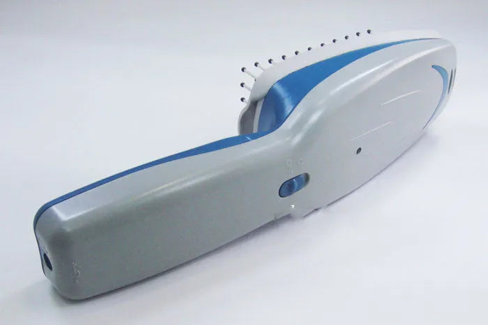 White pet grooming ion comb with a removable brush head, showing 78 teeth and a one-key switch.