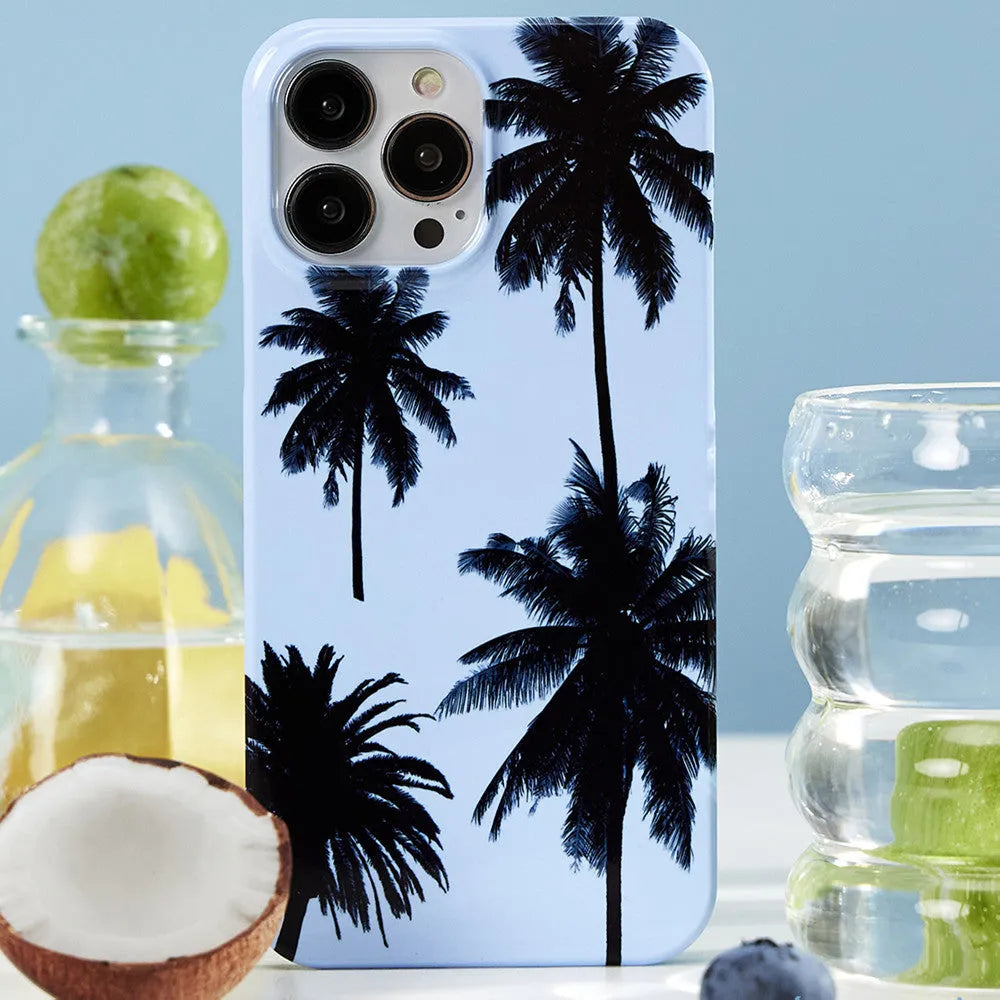 Original Summer Coconut design TPU phone case for Apple iPhone models on a table.