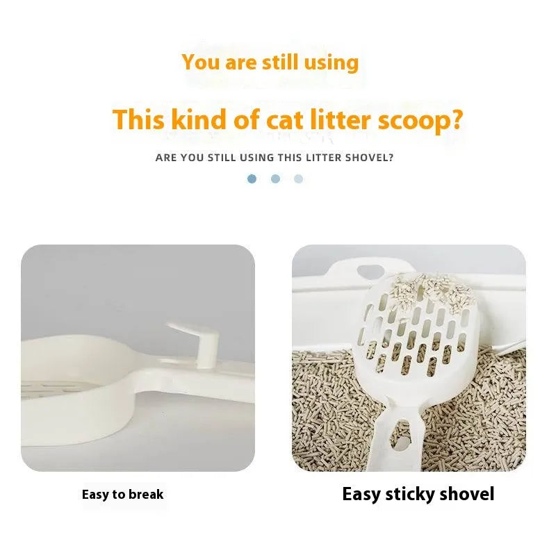 Black metal cat litter scoop with 0.8cm gap between tines for sifting
