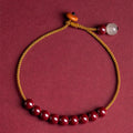 Hand-woven cinnabar and Hetian jade geometric bracelet with adjustable one-piece design
