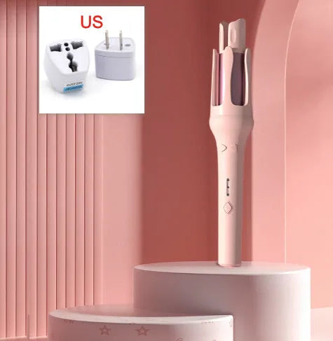 Automatic hair curler with 32mm barrel in white purple colour with wired power cord