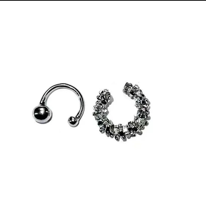 A pair of frosty B4710# coloured geometric ear clip earrings with an irregular shape.