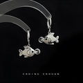 Women's copper bubble fish earrings with electroplated goldfish design details