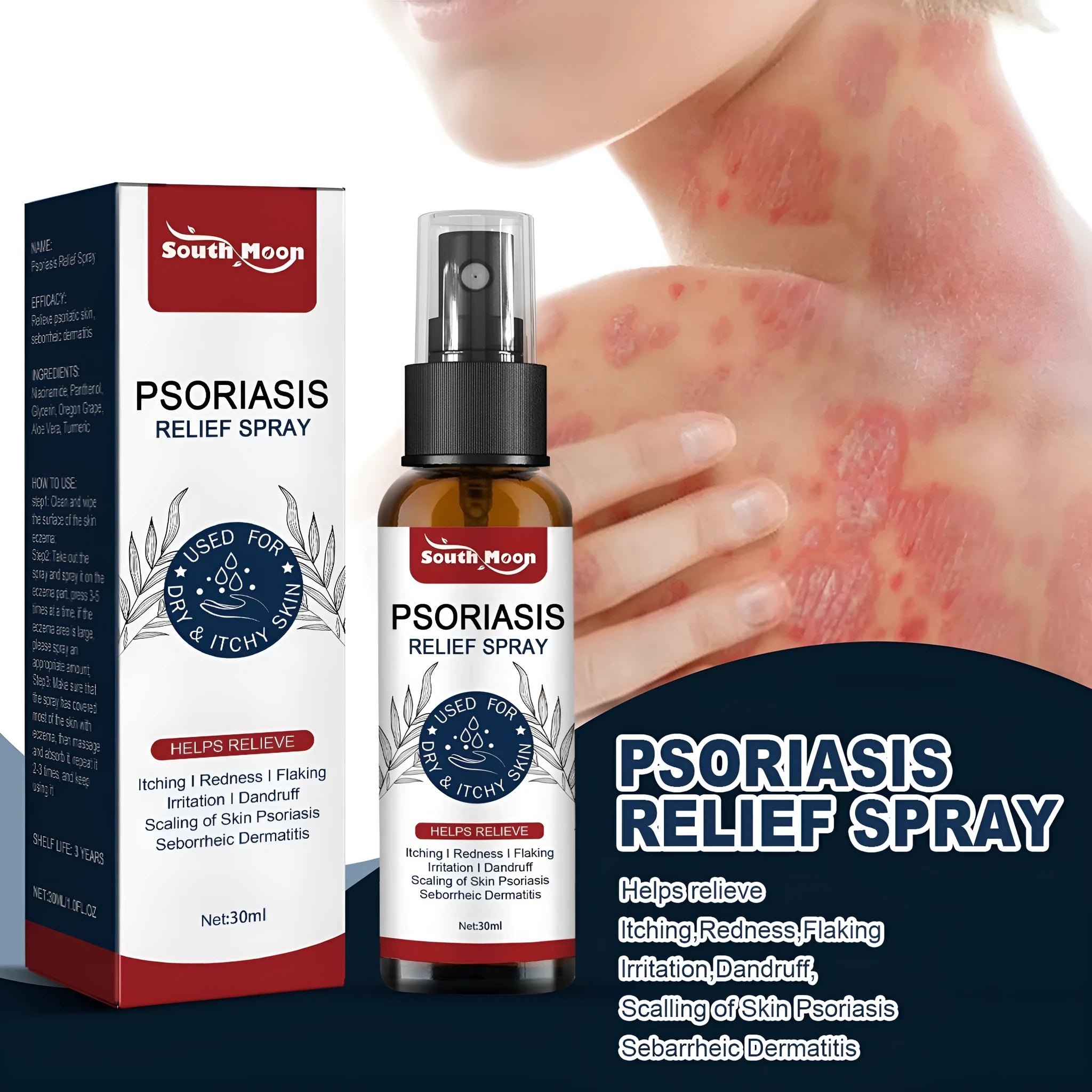 30ml bottle of body care nursing spray with a blend of glycerin, allantoin, panthenol, and aloe vera.