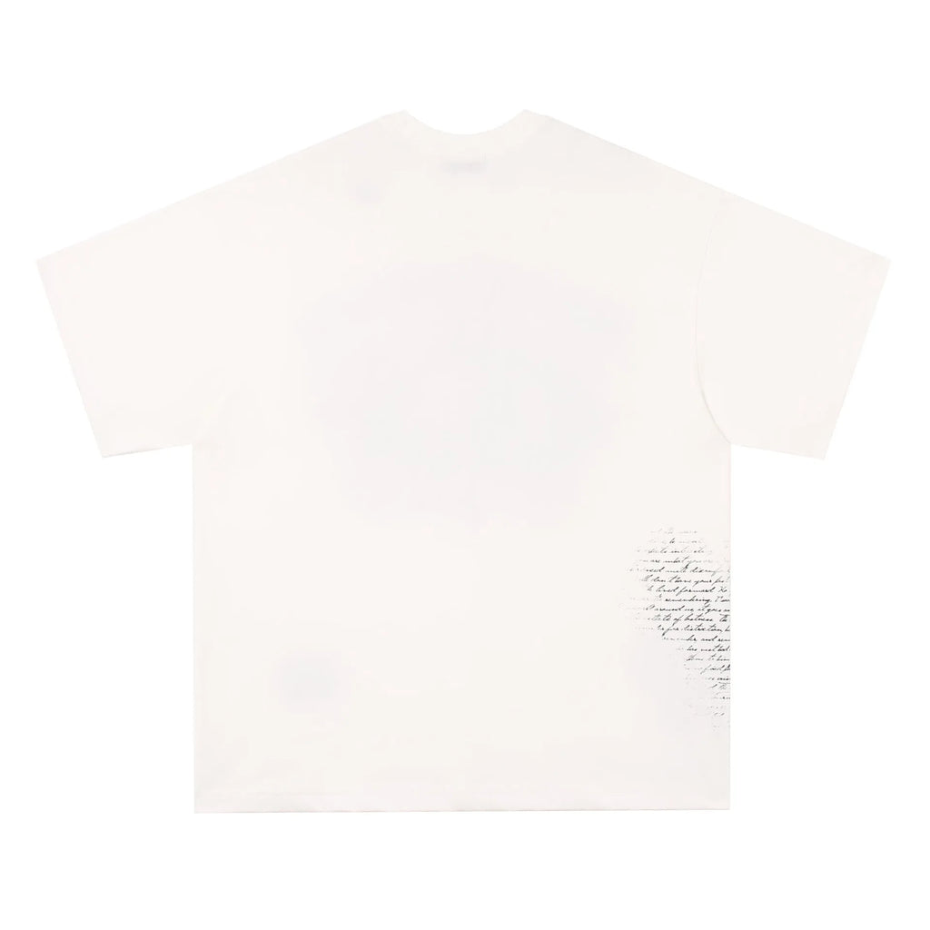 Black and white American retro hip hop gothic T-shirt with letter designs, pure cotton, short sleeves