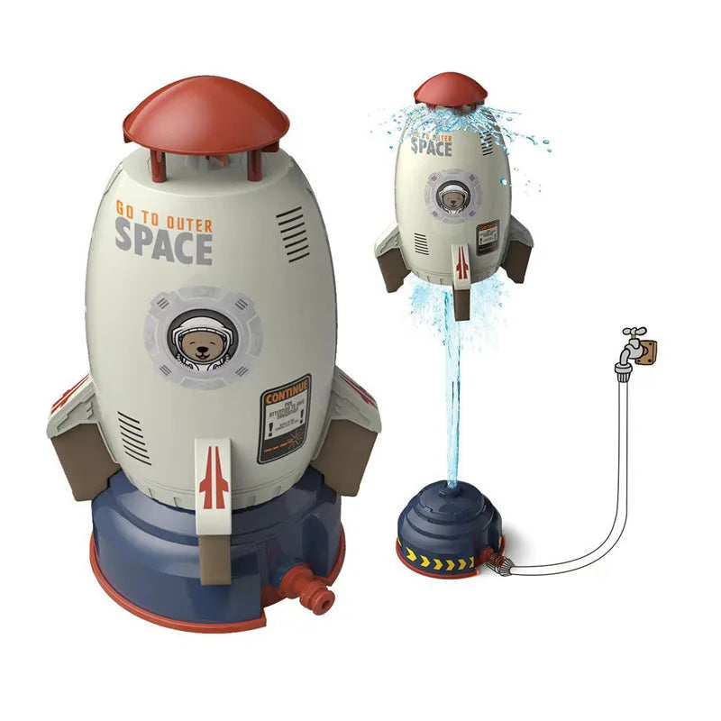 Water pressure rocket launcher toy with base and faucet connector, 14.8x29x14.8cm, for garden water play
