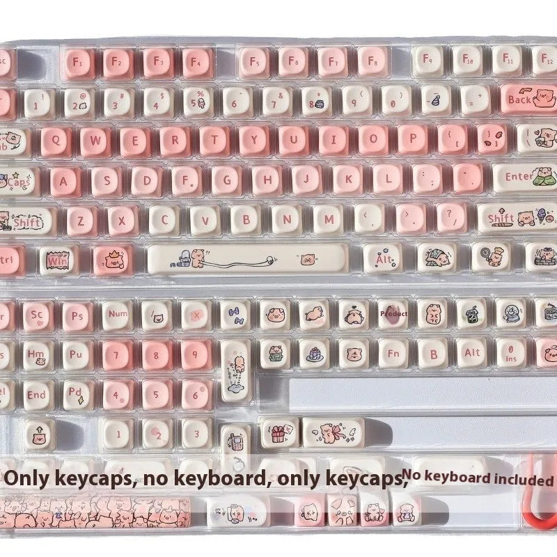 Pink PBT pig key cap with five-sided sublimation printing for mechanical keyboards