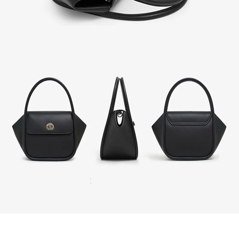 Women's leather cross-body wing bag with buckle closure in four colour options