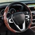 Peach wood grain artificial leather steering wheel sleeve in crystal brown for 38cm diameter wheels