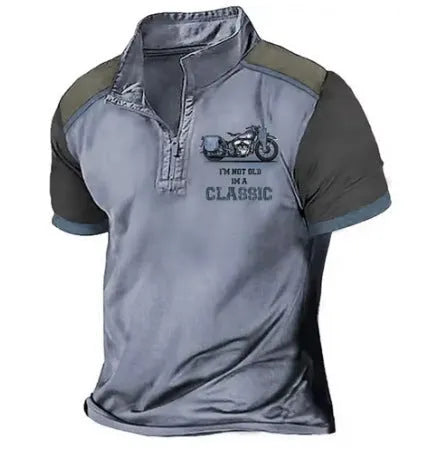 Loose fit golf polo shirt in bird eye polyester with digital printing in solid colour