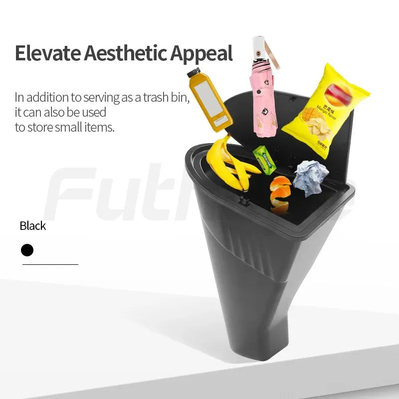 Black waterproof car door trash cans for Tesla Model Y front seats, ABS plastic twin pack