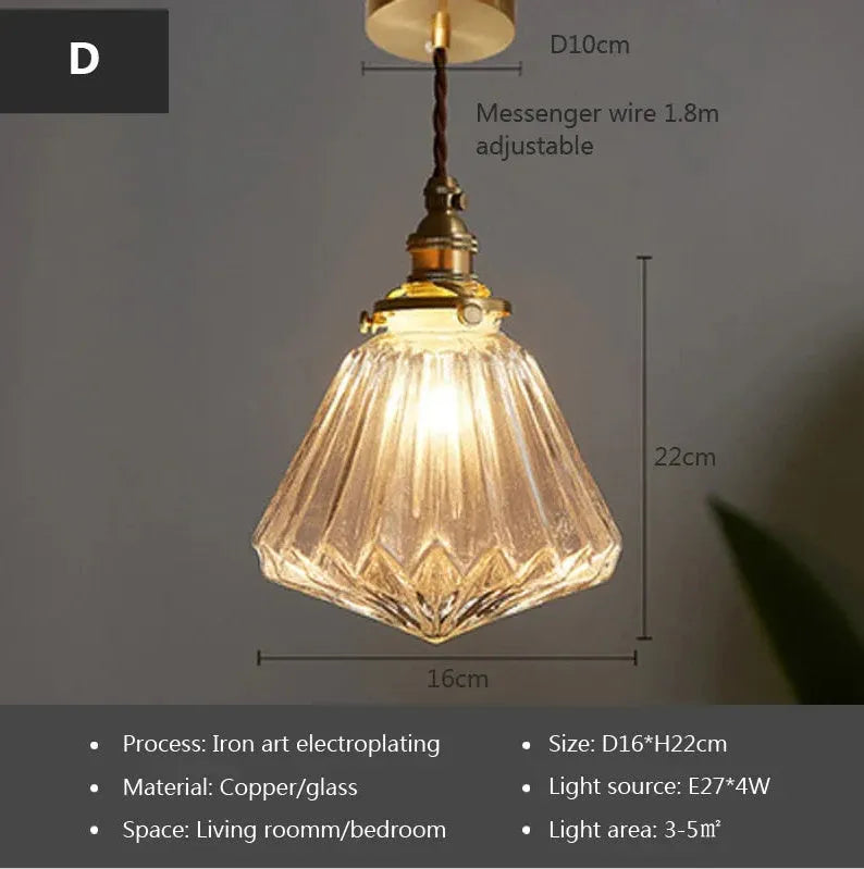 Copper and glass ball chandelier ceiling light with spherical shade
