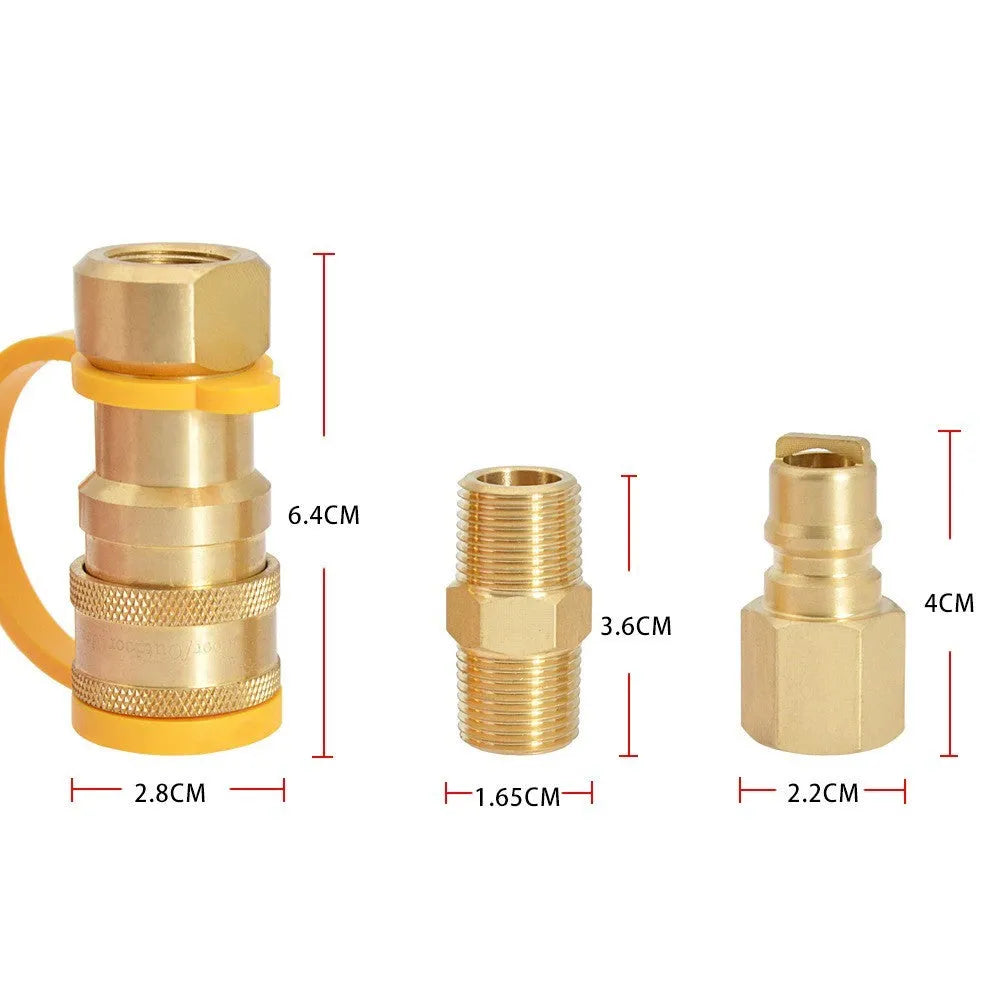 Gold brass gas propane conversion charging connector with 3/8 American standard thread fitting