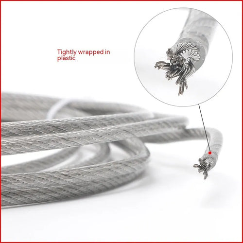 304 stainless steel nylon-coated security wire rope showing different diameter options for anti-theft protection