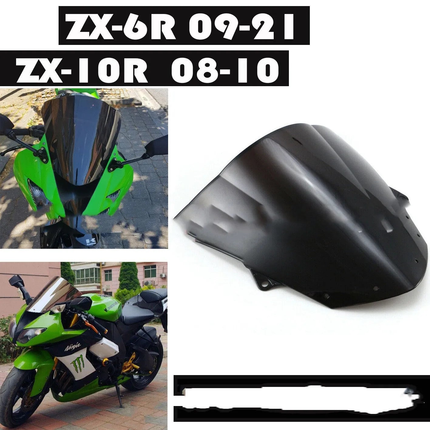 Kawasaki motorcycle replacement windscreen in blue or brown tint for ZX-6R 636 and ZX-10R models