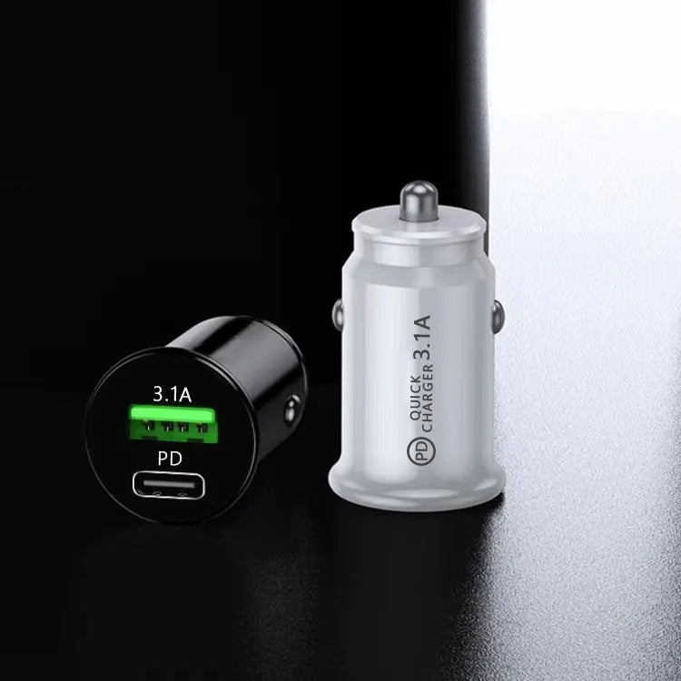 Dual port car charger with LED voltage display plugged into vehicle cigarette lighter socket