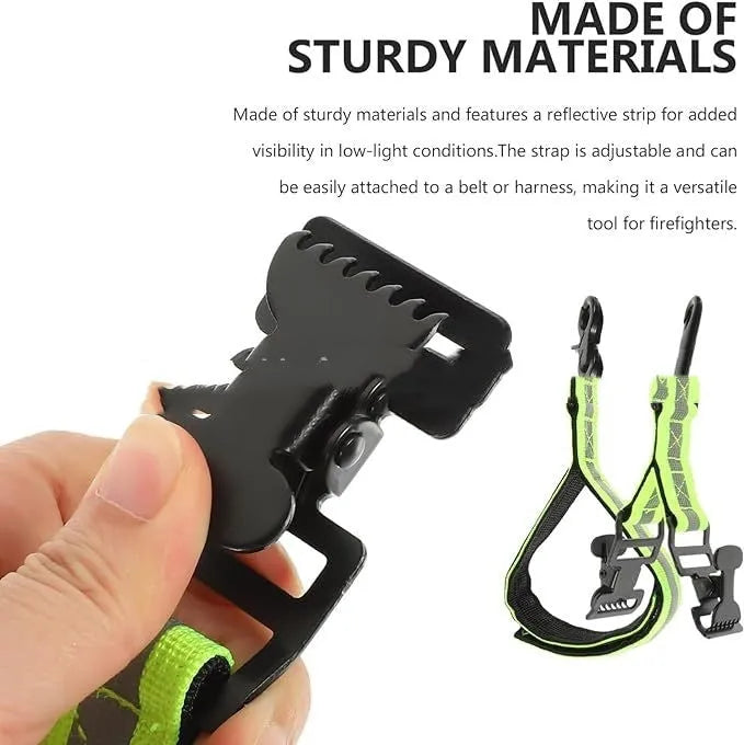 Fluorescent green fireman gloves safety clamp with reflective metal buckle and nylon lining