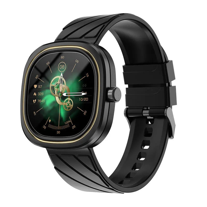 Bluetooth smart bracelet watch with 1.32-inch TFT touchscreen and black silicone wristband